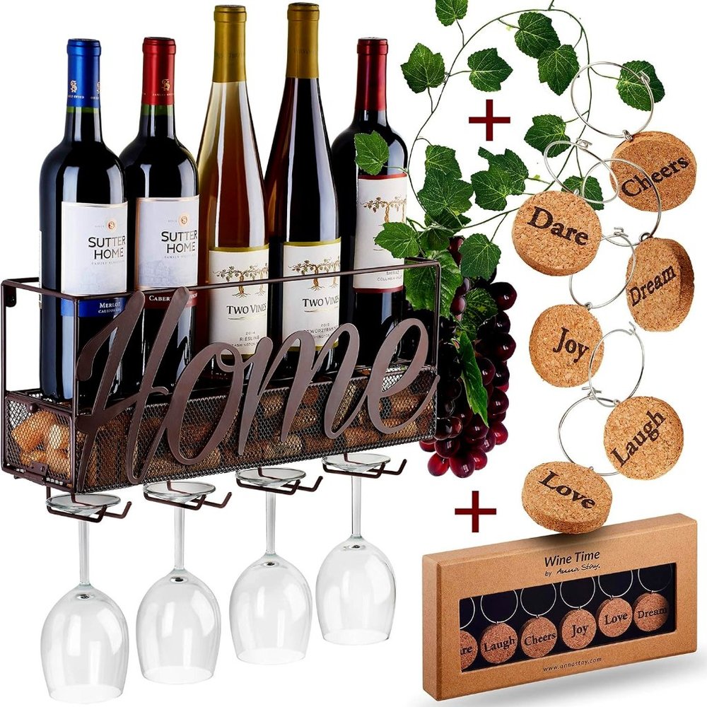 Home Design Wine Bottle & Glass Rack & More~ Wall Mounted. NIB